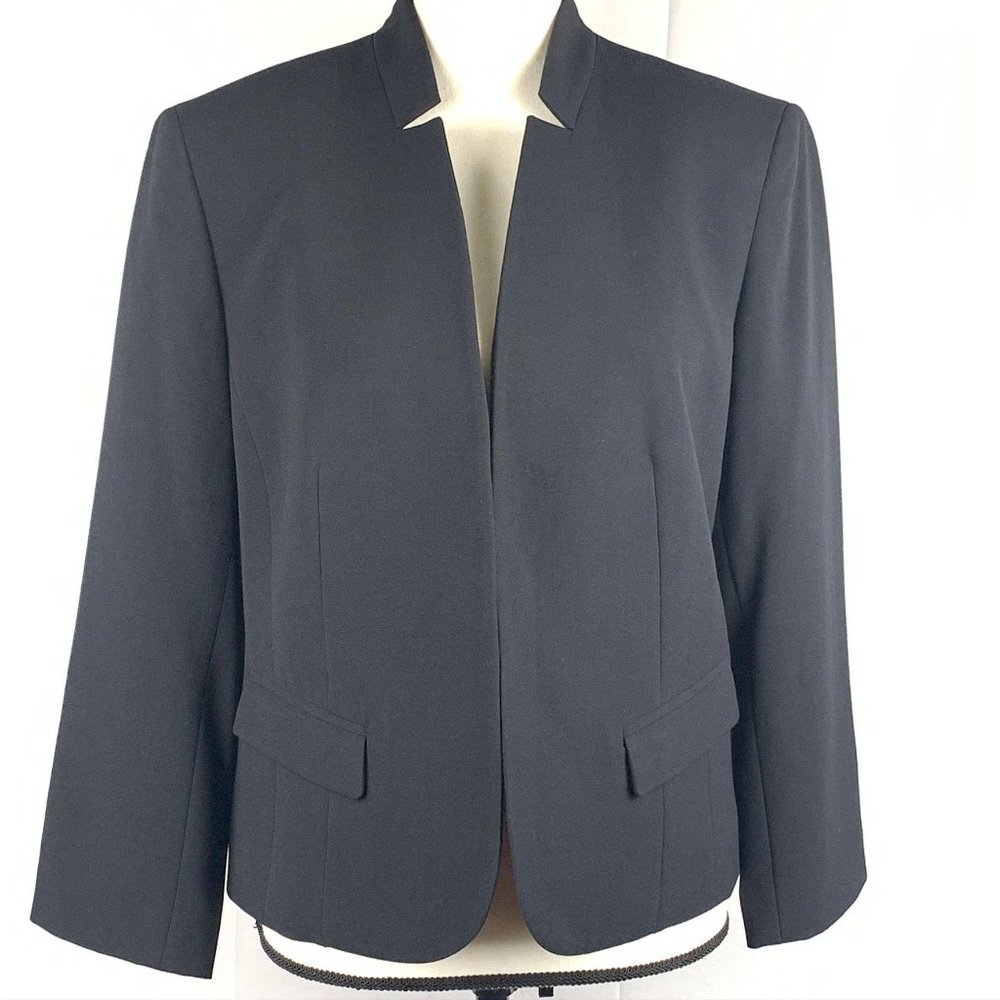 Nine West Notch Collar Jacket Black Women Size 10